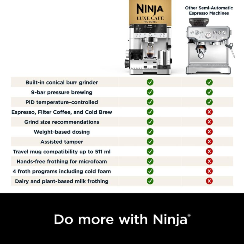 Ninja Luxe Premier ES601EU 3-in-1 Coffee Maker with Grinder and Frother
